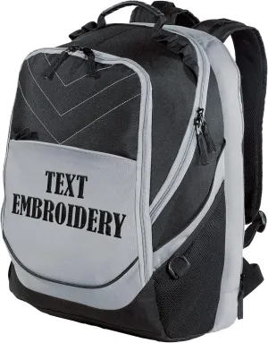 TEEAMORE Custom Travel Laptop Backpack Add Your Embroidered Text Computer Water Resistant Bag Black Grey