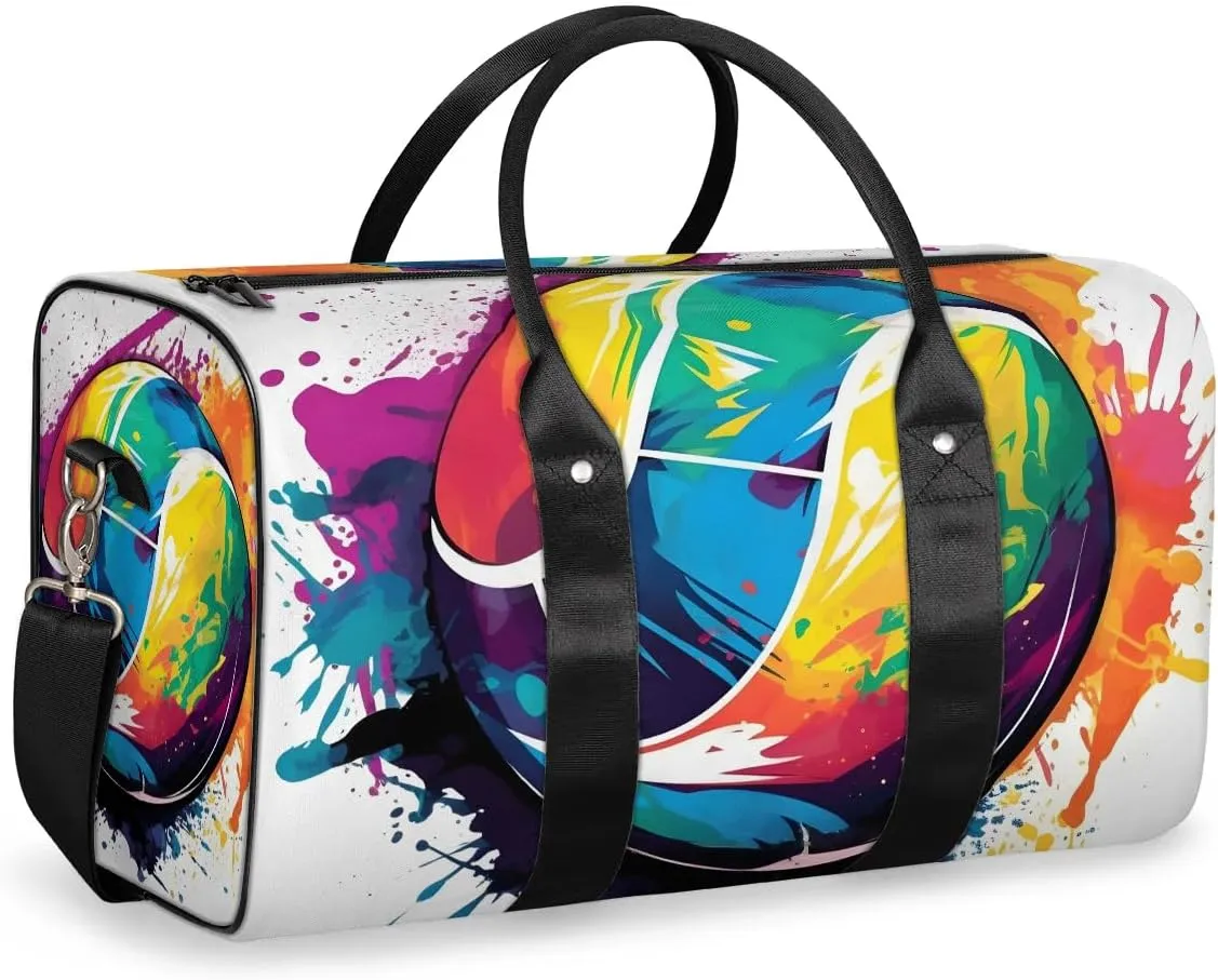 Tennis Ball Patterns Travel Duffel Bag for Women Men Waterproof Foldable Overnight Weekender Bag Large Capacity Sports Gym Bag