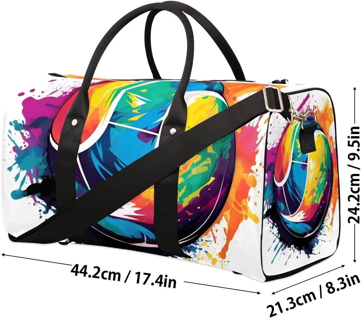 Tennis Ball Patterns Travel Duffel Bag for Women Men Waterproof Foldable Overnight Weekender Bag Large Capacity Sports Gym Bag