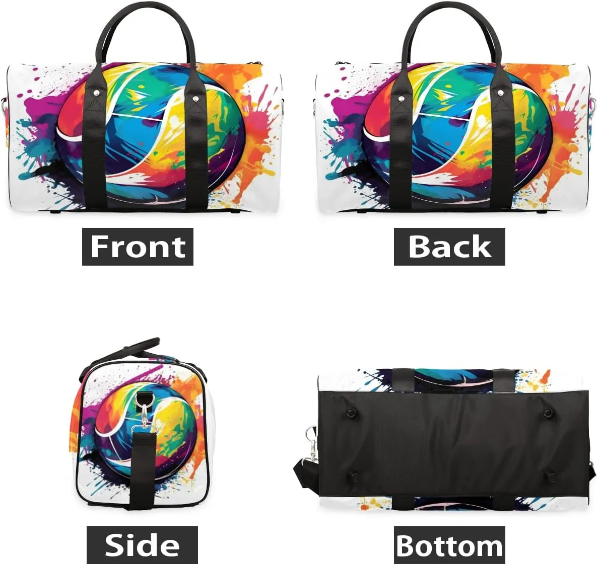 Tennis Ball Patterns Travel Duffel Bag for Women Men Waterproof Foldable Overnight Weekender Bag Large Capacity Sports Gym Bag