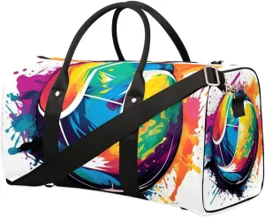 Tennis Ball Patterns Travel Duffel Bag for Women Men Waterproof Foldable Overnight Weekender Bag Large Capacity Sports Gym Bag