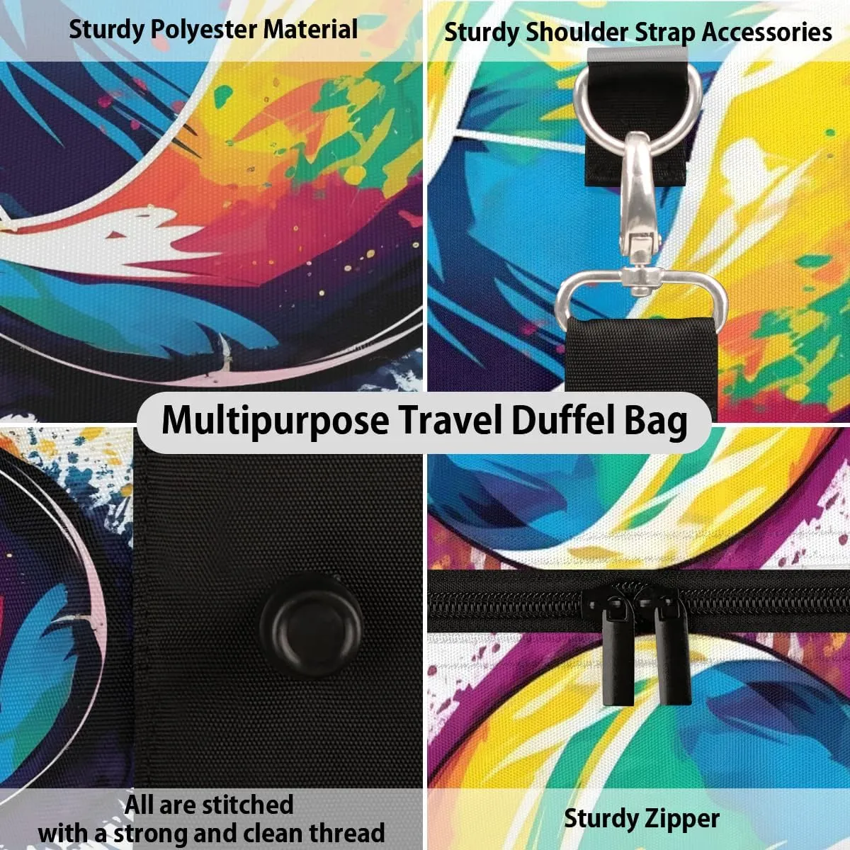 Tennis Ball Patterns Travel Duffel Bag for Women Men Waterproof Foldable Overnight Weekender Bag Large Capacity Sports Gym Bag