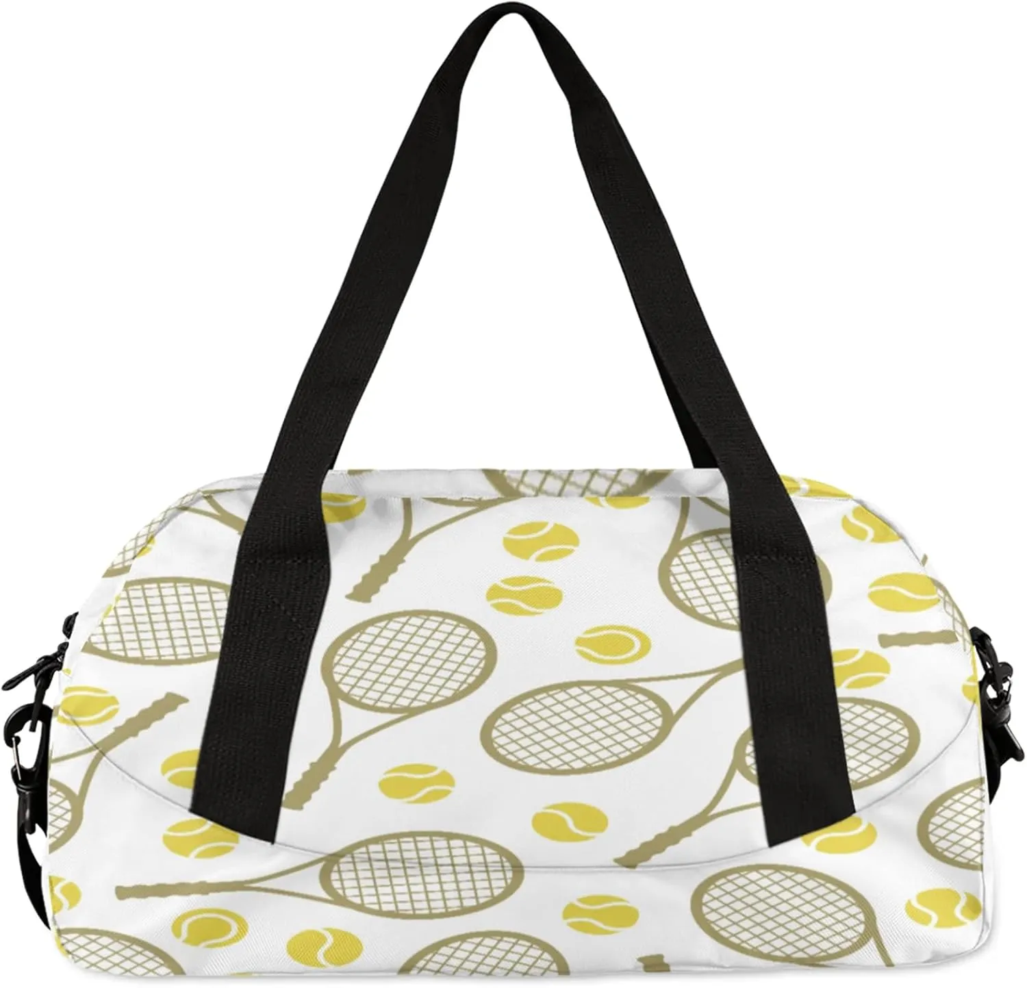 Tennis Pattern Kids Duffel Bag Lightweight Waterproof Sports Gym Bag with Front Zipper Pocket Foldable Weekender Overnight Bag for School Practice Gymnastic Ballet