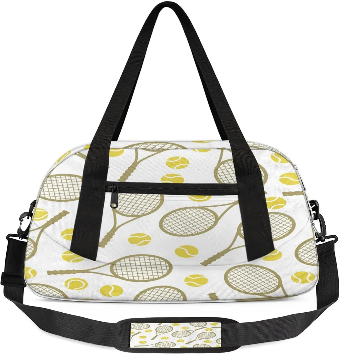 Tennis Pattern Kids Duffel Bag Lightweight Waterproof Sports Gym Bag with Front Zipper Pocket Foldable Weekender Overnight Bag for School Practice Gymnastic Ballet