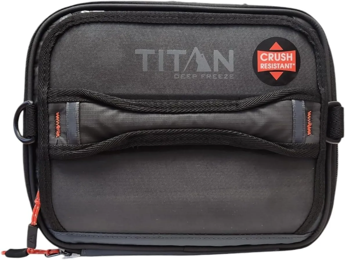 Titan Fridge Cold Crush Resistant Expandable Lunch Bag - With Reusable Gel Ice Packs Plus Food Container Set - Black