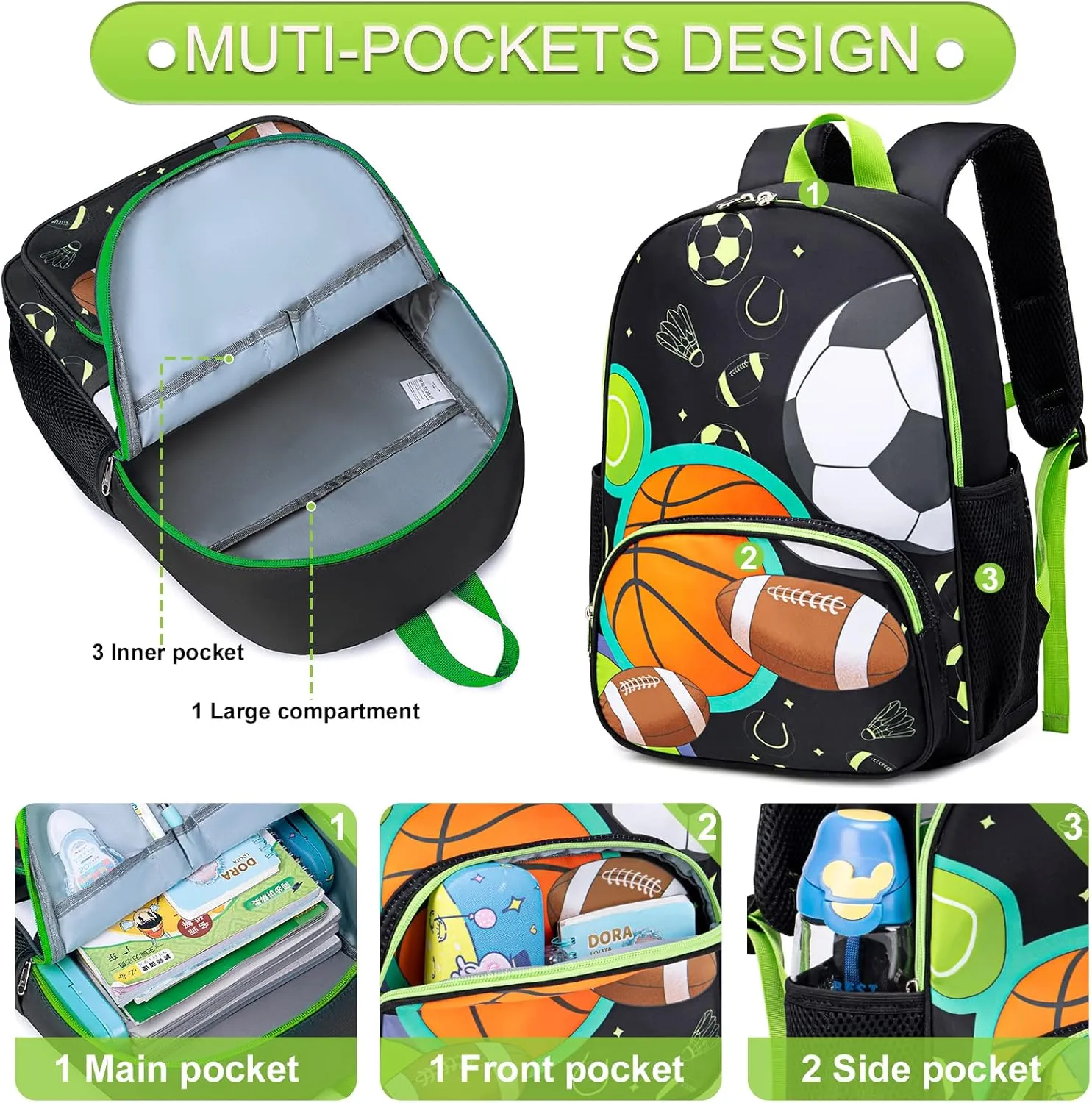 Toddler Backpack Boys Cute Soccer Kids School Backpack Preschool Kindergarten Bookbags Nursery Daycare Toddler Bags