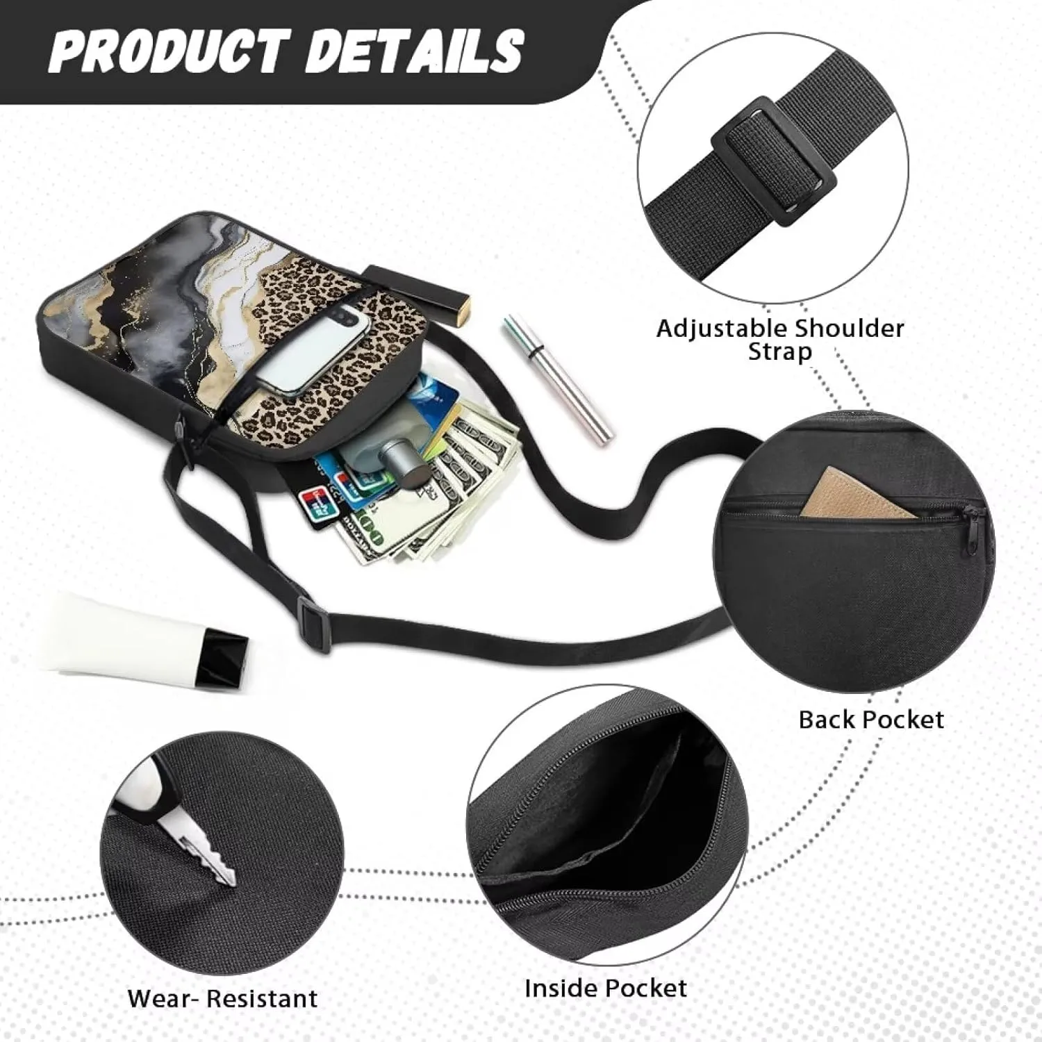 TODIYADDU Stylish Shoulder Bag for Women Men Fashion Messenger Bag Portable Handbags for Notebook Keys Cards Nice Chest Bag