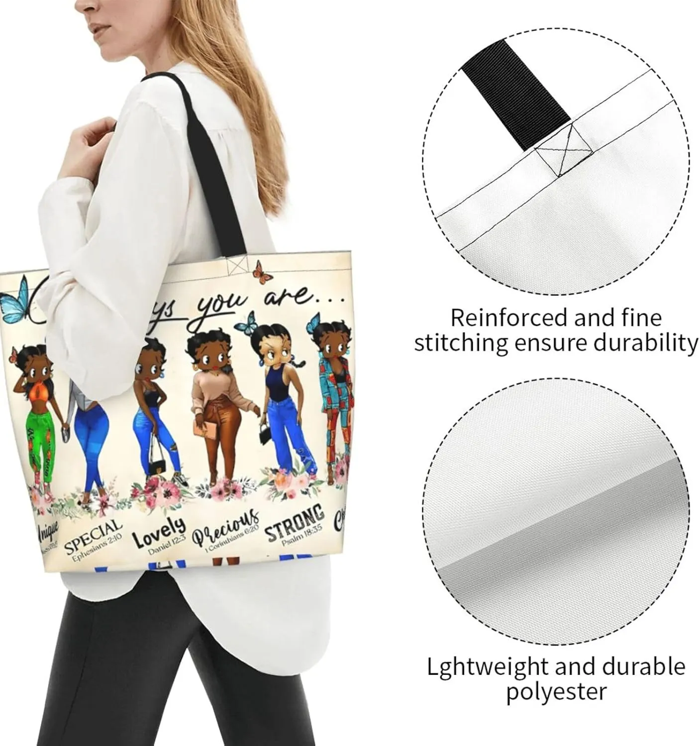 Tote Bag For Women African American Tote Bag Shoulder Handbag Black Queen Women Casual Shoulder Bag ，Premium Quality
