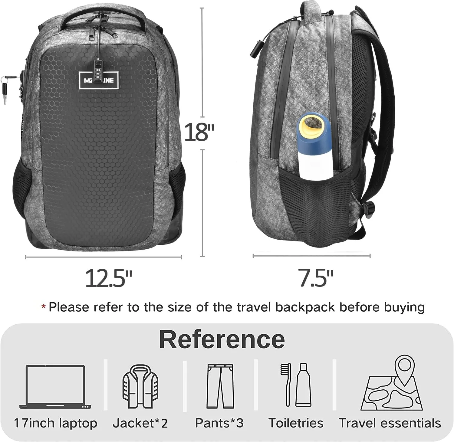 Travel Backpack Bag With Comb Lock & Hoodie-Large Anti Theft Business Laptop Casual Daypack College Travel bags for Men & Women Travel (Camo Grey)