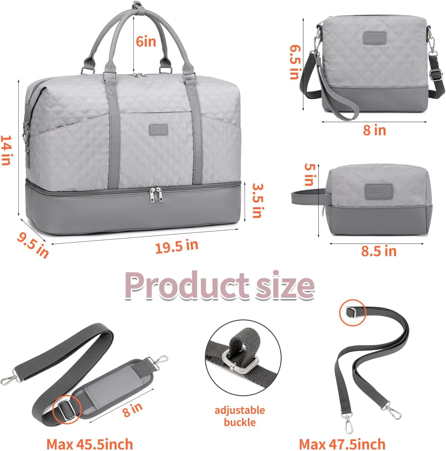 Travel Bag for Women: 21" Large Weekender Bags for Women with Shoe Compartment & Toiletry Bags, 3PCS Overnight Duffel Tote for Carry on Weekend Travel Business Trip Airplane Traveling, Gym