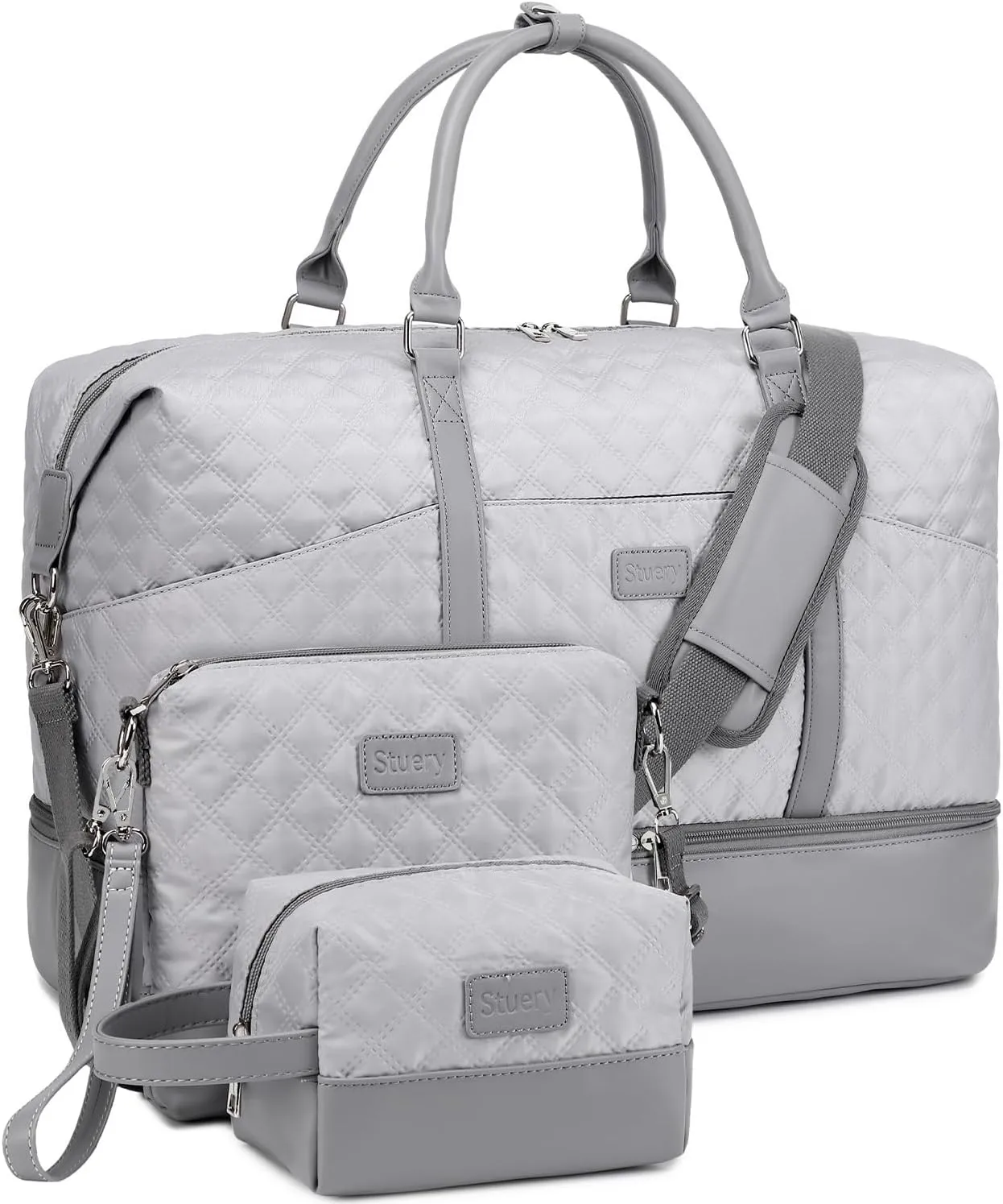 Travel Bag for Women: 21" Large Weekender Bags for Women with Shoe Compartment & Toiletry Bags, 3PCS Overnight Duffel Tote for Carry on Weekend Travel Business Trip Airplane Traveling, Gym