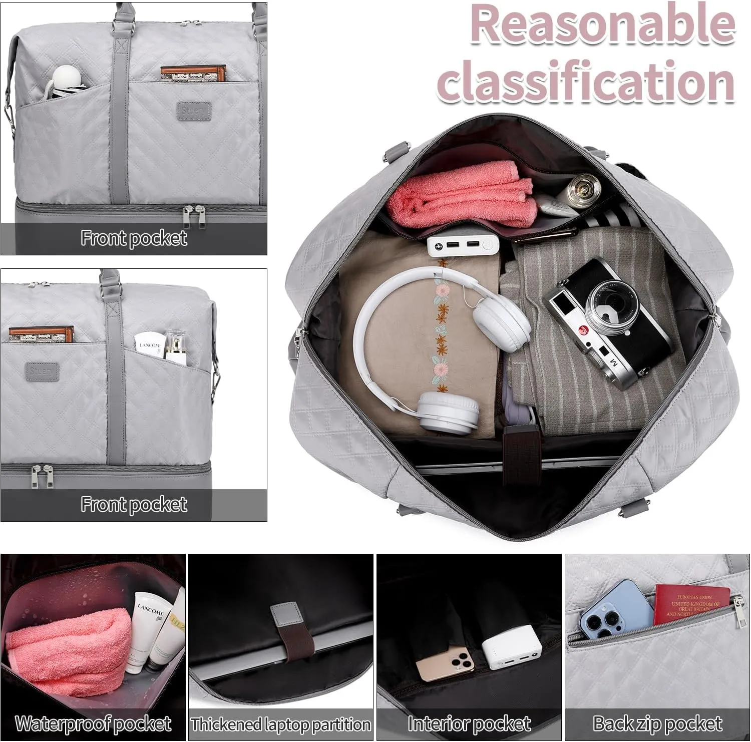 Travel Bag for Women: 21" Large Weekender Bags for Women with Shoe Compartment & Toiletry Bags, 3PCS Overnight Duffel Tote for Carry on Weekend Travel Business Trip Airplane Traveling, Gym