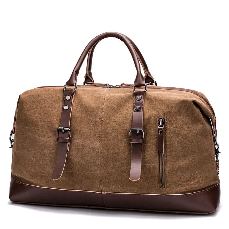 Travel Bag with Durable Canvas and Pu Leathe For Business Trip, Tourism, Camping and Outdoor Activities