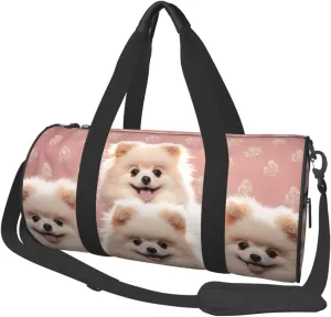 Travel Duffel Bag Foldable Weekender Overnight Bag Pomeranians Puppies and Point Sports Tote Gym Bag Large Capacity Lightweight Carry On Luggage Bag for Men Women