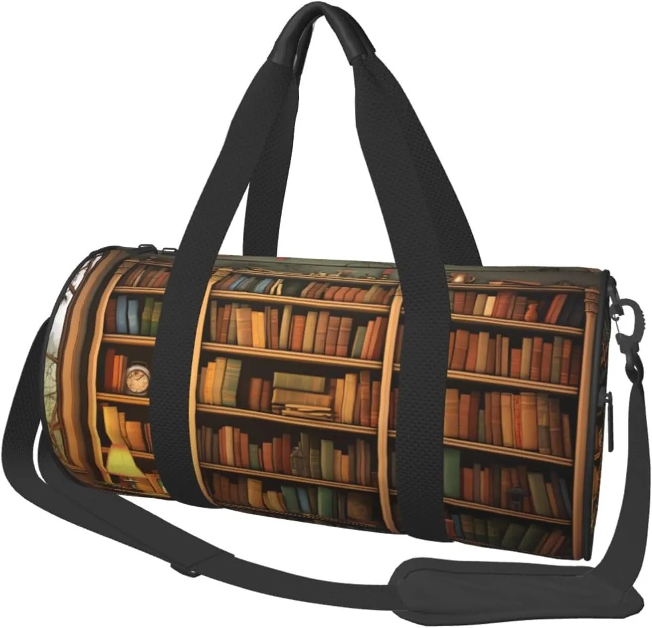 Travel Duffel Bag Foldable Weekender Overnight Bag Retro Bookshelf Sports Tote Gym Bag Large Capacity Lightweight Carry On Luggage Bag for Men Women