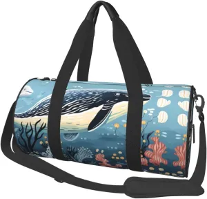 Travel Duffel Bag Foldable Weekender Overnight Bag Seal Whale Octopus Fish Sports Tote Gym Bag Large Capacity Lightweight Carry On Luggage Bag for Men Women