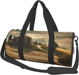 Travel Duffel Bag Foldable Weekender Overnight Bag View of Typical Tuscany Landscape Sports Tote Gym Bag Large Capacity Lightweight Carry On Luggage Bag for Men Women