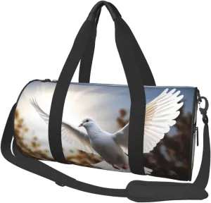 Travel Duffel Bag Foldable Weekender Overnight Bags White Dove Flying in the Sun Sports Tote Gym Bag Large Capacity Lightweight Carry On Luggage Bags for Men Women