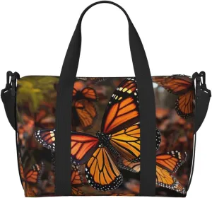 Travel Duffel Bag for Women Men Weekender Bags Sports Gym Bag Monarch butterflies Travel Bag Carry on Overnight Bag Waterproof Luggage Bag with Shoulder Strap