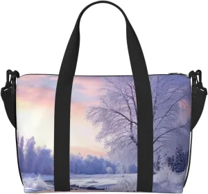 Travel Duffel Bag for Women Men Weekender Bags Sports Gym Bag Winter Landscape Travel Bag Carry on Overnight Bag Waterproof Luggage Bag with Shoulder Strap