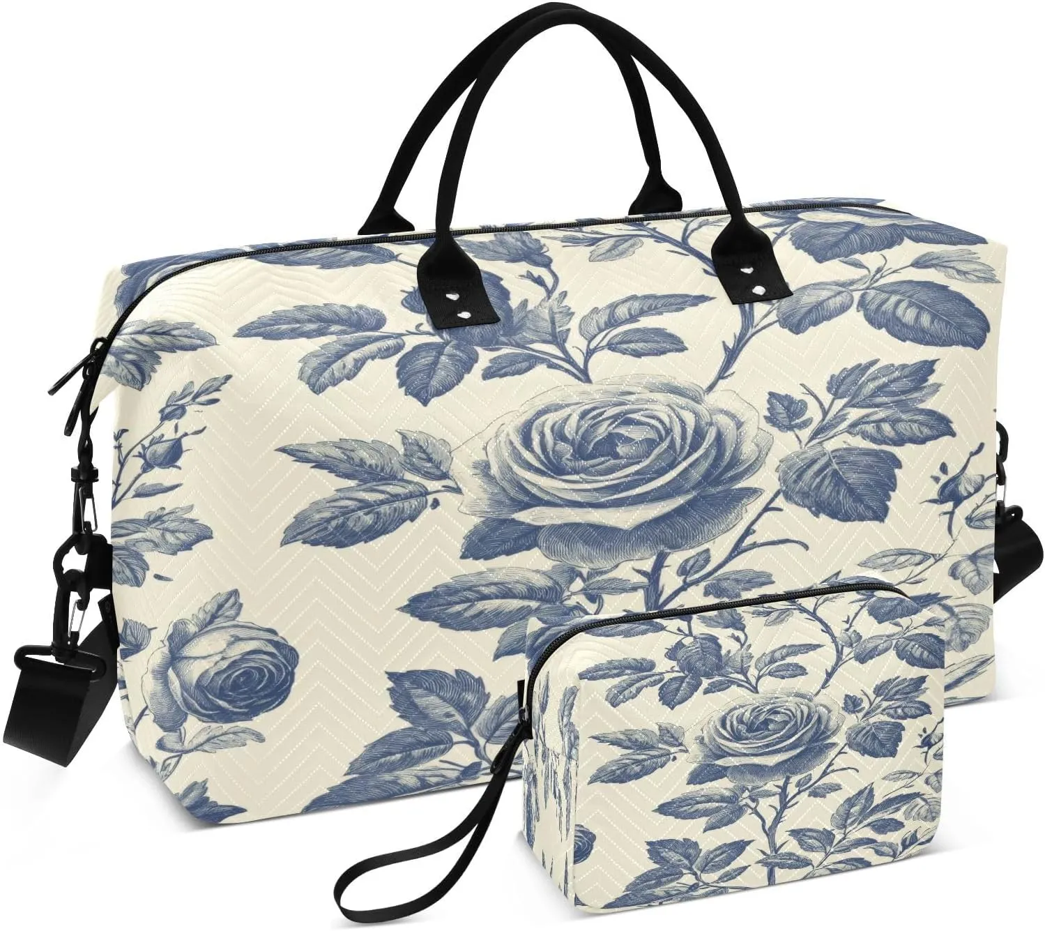 Travel Duffel Bag Large Weekender Overnight Bags for Women Men, Rose Bushes Gym Bag with Toiletry Bag