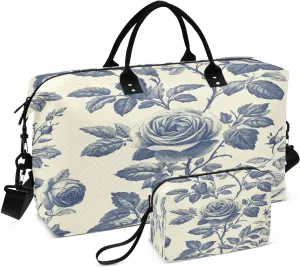 Travel Duffel Bag Large Weekender Overnight Bags for Women Men, Rose Bushes Gym Bag with Toiletry Bag