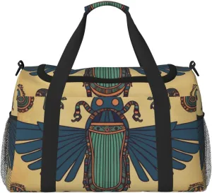 Travel Duffel Bag Lightweight Waterproof Carry On Tote Bag Foldable Weekender Overnight Bags Egyptian Scarab Sport Gym Bag For Women Men