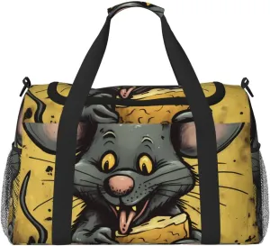 Travel Duffel Bag Lightweight Waterproof Carry On Tote Bag Foldable Weekender Overnight Bags Rat Eats A Piece Of Cheese Sport Gym Bag For Women Men