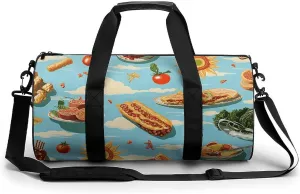 Travel Duffel Bag Weekender Bags for Men Women Large Capacity Overnight Bags Various Food Pictures Travel Sports Gym Bag Canvas Carry On Tote Bags for Travel Yoga