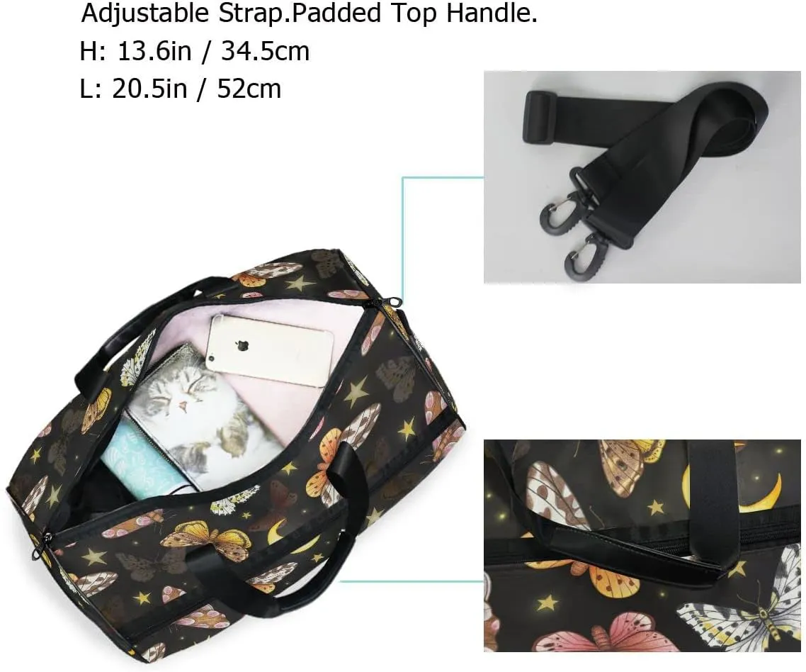 Travel Duffel Bags Magic Butterfly Sports Duffel Bag Gym Bag Travel Luggage Overnight Bags for Men Women Duffel Bags with Adjustable Strap for Traveling