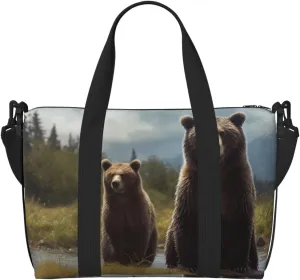 Travel Duffel Bags Personal Item Bag Carry on Luggage Bag Training Handbag Lightweight Waterproof Sports Gym Bag encounter animal Bear Weekender Bag for Women Men