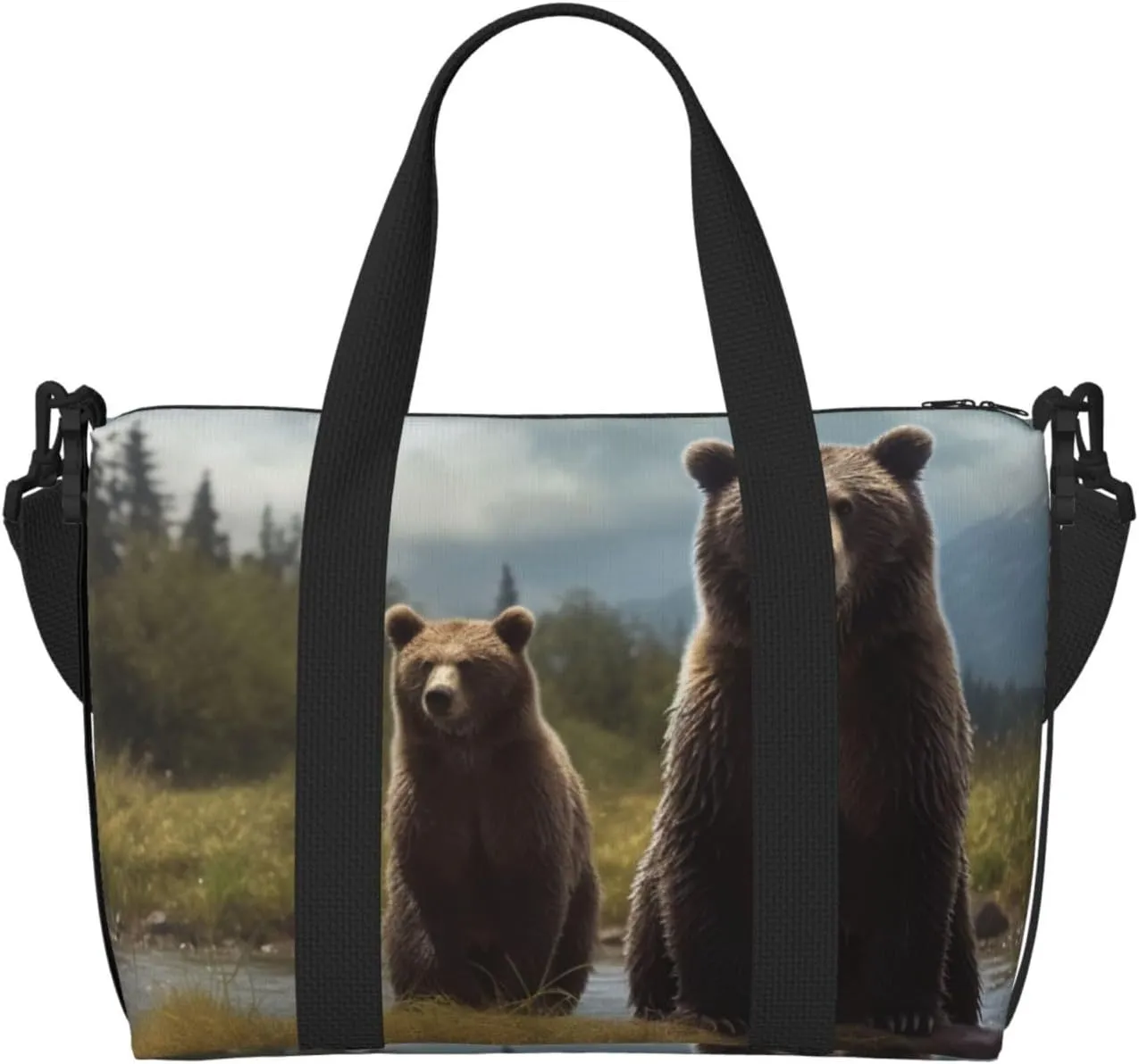 Travel Duffel Bags Personal Item Bag Carry on Luggage Bag Training Handbag Lightweight Waterproof Sports Gym Bag encounter animal Bear Weekender Bag for Women Men