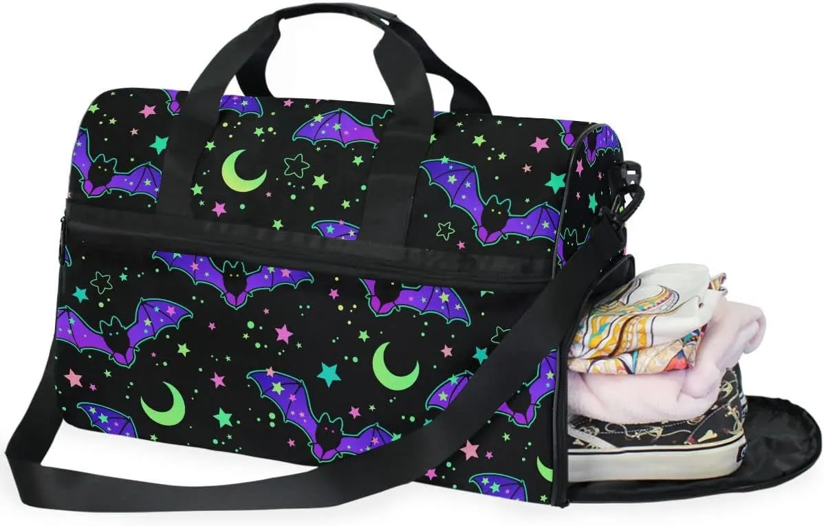 Travel Duffel Bags Stars Bats Sports Duffel Bag Gym Bag Travel Luggage Overnight Bags for Men Women Duffel Bags with Adjustable Strap for Traveling