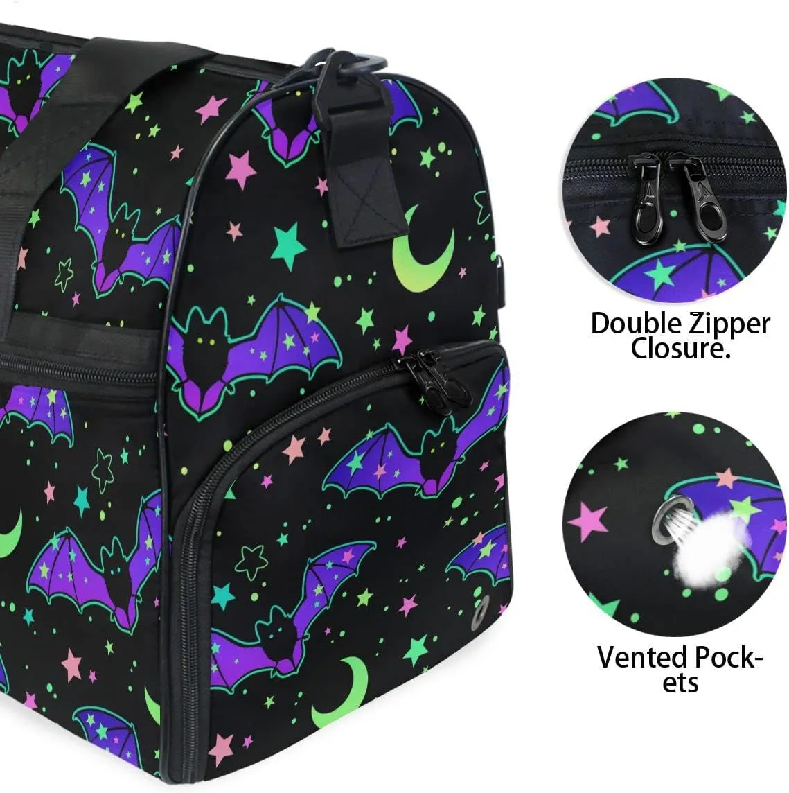 Travel Duffel Bags Stars Bats Sports Duffel Bag Gym Bag Travel Luggage Overnight Bags for Men Women Duffel Bags with Adjustable Strap for Traveling