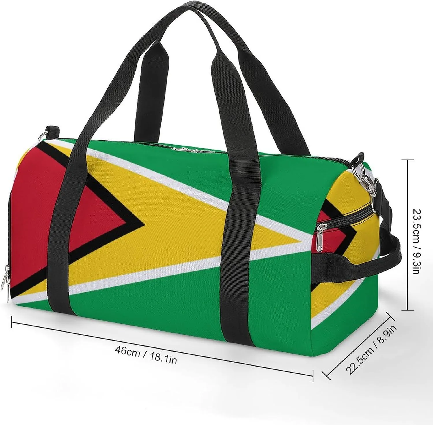 Travel Duffel with Guyana Flag for Boys Girls Waterproof Shoe Compartment