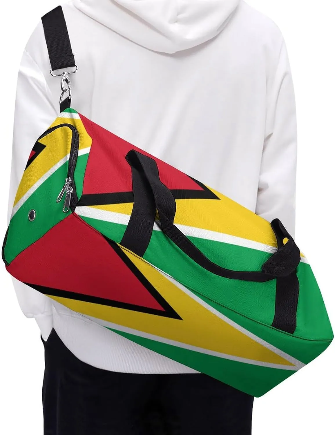Travel Duffel with Guyana Flag for Boys Girls Waterproof Shoe Compartment