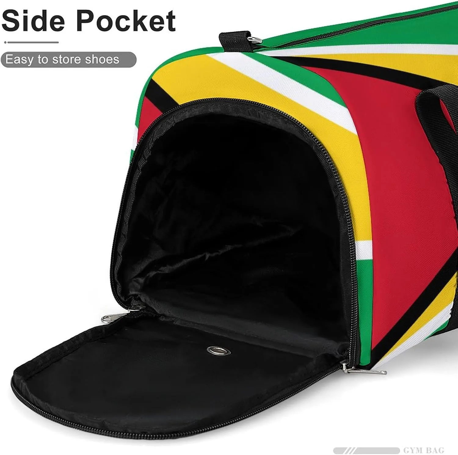 Travel Duffel with Guyana Flag for Boys Girls Waterproof Shoe Compartment