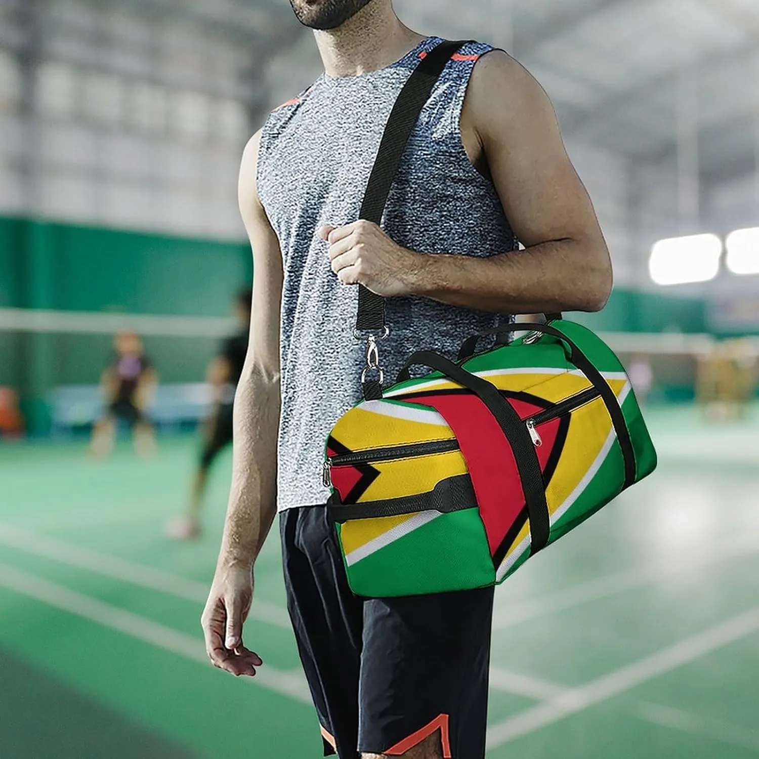 Travel Duffel with Guyana Flag for Boys Girls Waterproof Shoe Compartment
