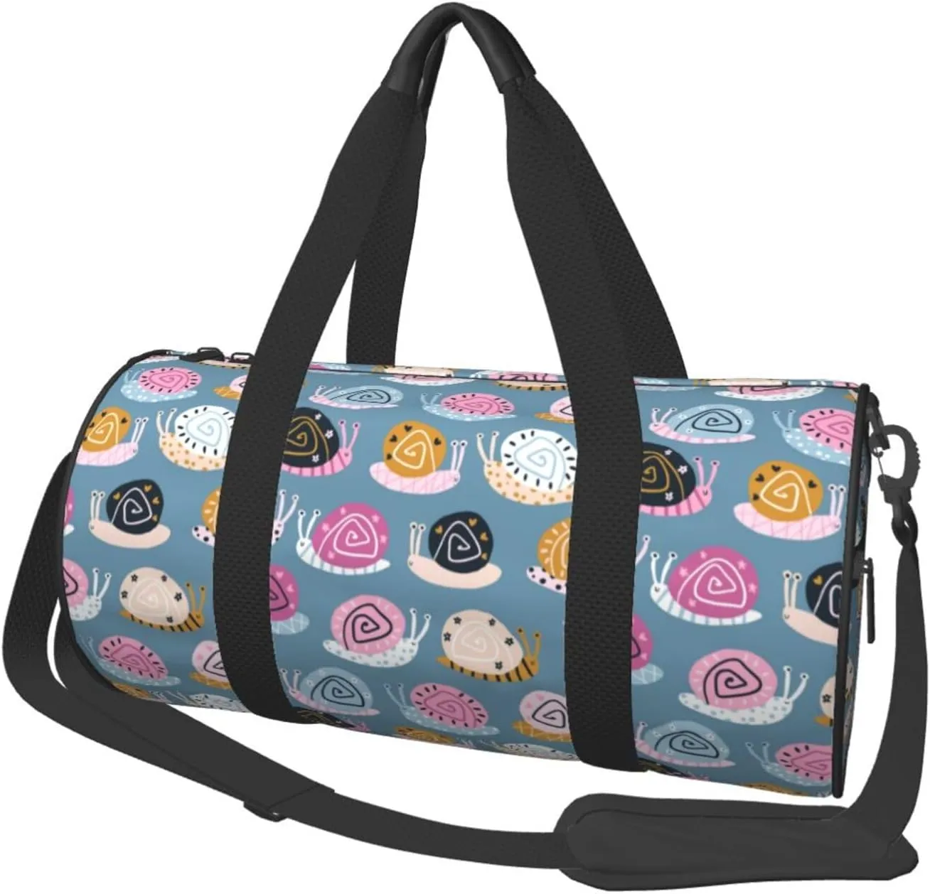 Travel Duffle Bag, Funny Doodle Snails Sports Gym Bag for Women Men, Carry On Bag Weekender Overnight Duffel Bag, Personal Item Travel Bag