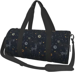 Travel Duffle Bag, Milky Way Sun Constellation Deer Sports Gym Bag for Women Men, Carry On Bag Weekender Overnight Duffel Bag, Personal Item Travel Bag