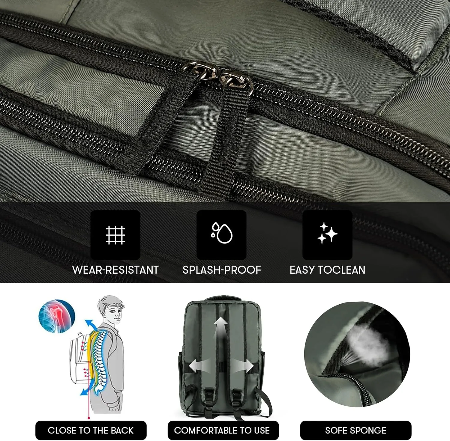 Travel Laptop Backpack, 17 inch Carry on Backpack Flight Approved. Full Closure Design and Separate Shoe Area. 8 Pockets Large Capacity. Forest-Green