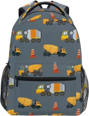 Travel Laptop Backpack Daypack Concrete Mixer on Truck College School Computer Bag Bookbag for Kids, Fits 3 to 6 years old