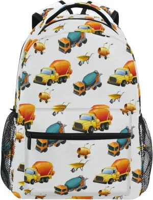 Travel Laptop Backpack Daypack Concrete Mixer Truck College School Computer Bag Bookbag for Kids, Fits 3 to 6 years old