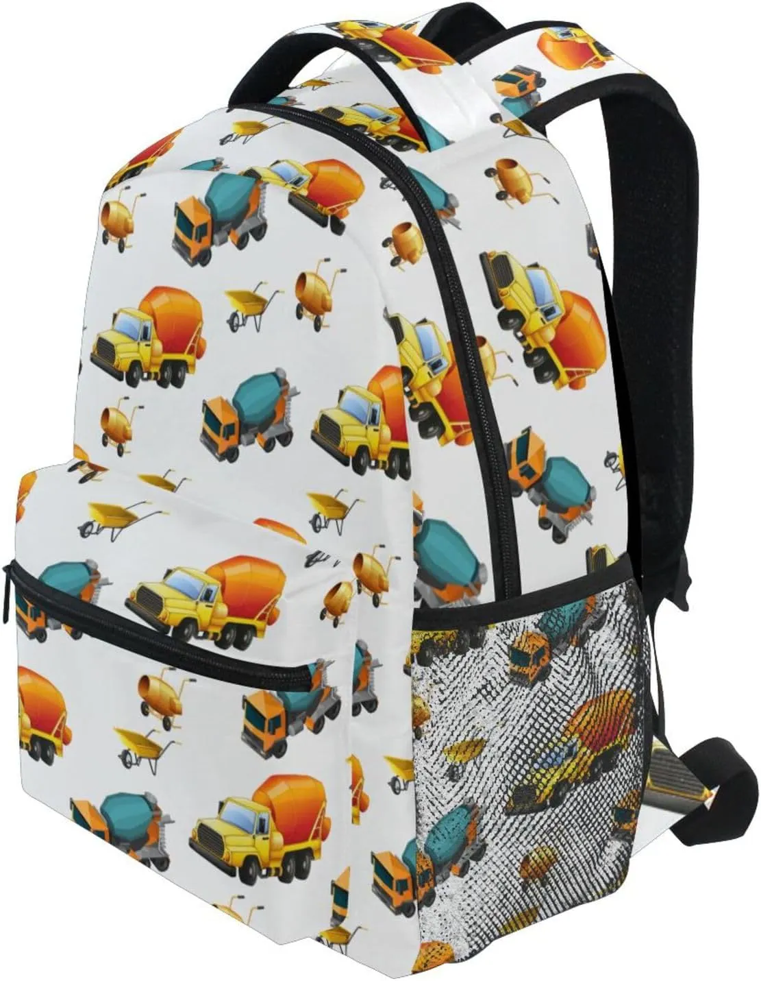 Travel Laptop Backpack Daypack Concrete Mixer Truck College School Computer Bag Bookbag for Kids, Fits 3 to 6 years old