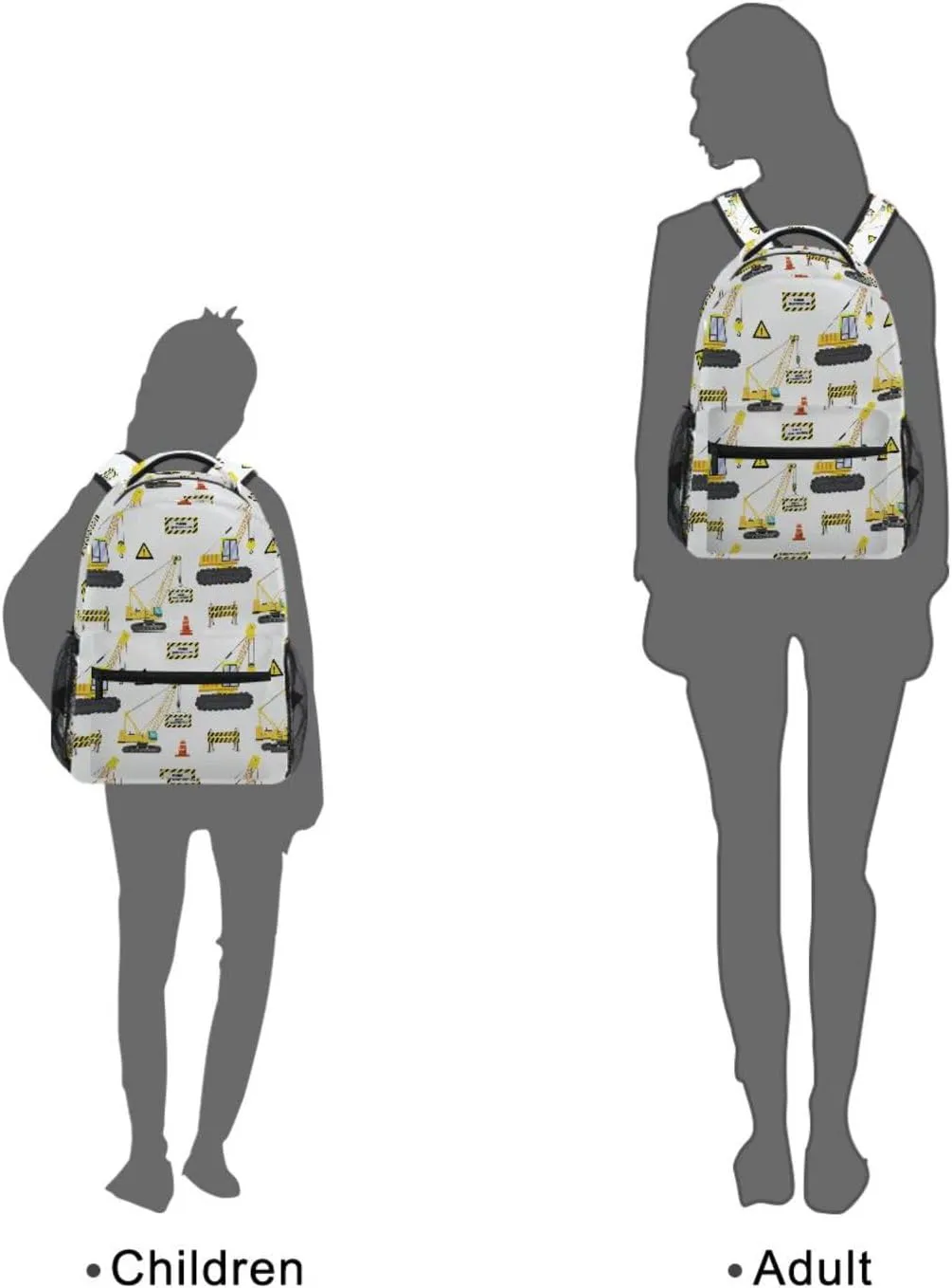 Travel Laptop Backpack Daypack Hoisting Crane Truck College School Computer Bag Bookbag for Kids, Fits 3 to 6 years old