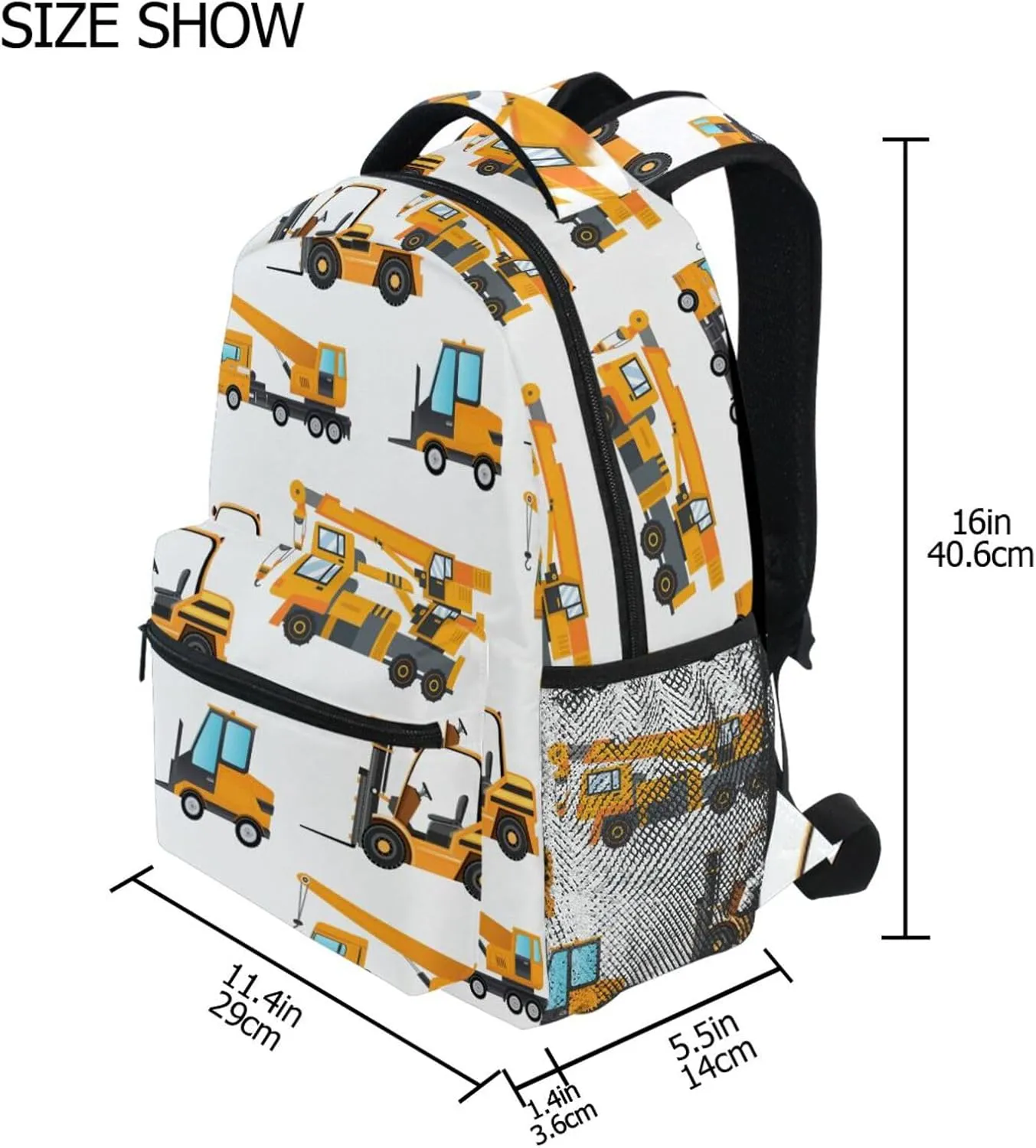 Travel Laptop Backpack Daypack Industrial Elevator Truck College School Computer Bag Bookbag for Kids, Fits 3 to 6 years old