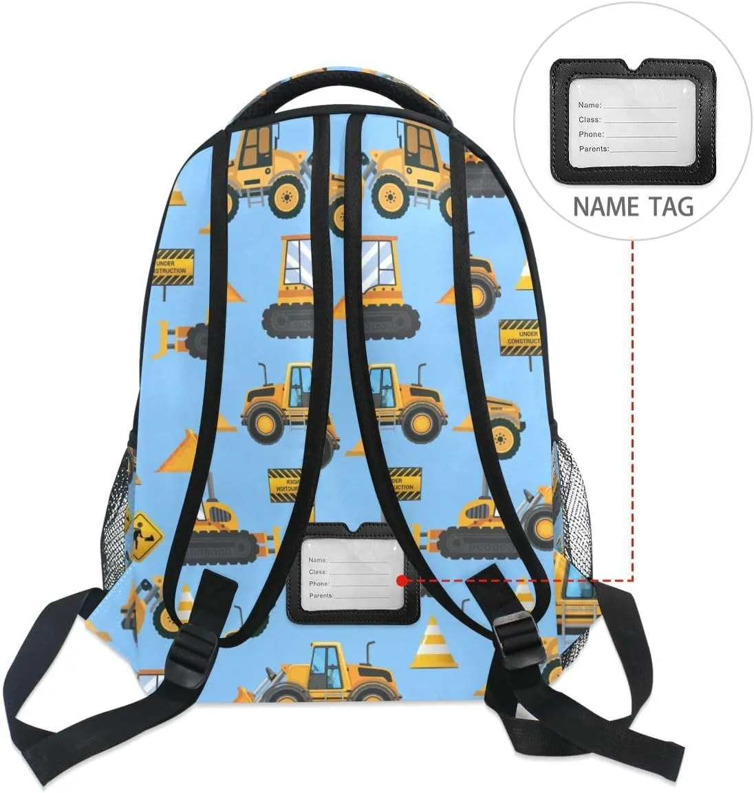 Travel Laptop Backpack Daypack Skid Loader Truck College School Computer Bag Bookbag for for Kids, Fits 3 to 6 years old