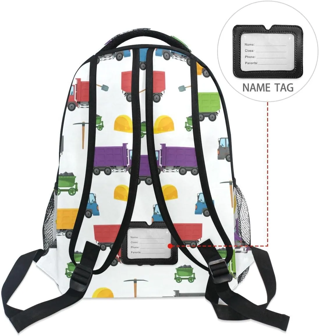 Travel Laptop Backpack Daypack Unloading Dump Truck College School Computer Bag Bookbag for Kids, Fits 3 to 6 years old