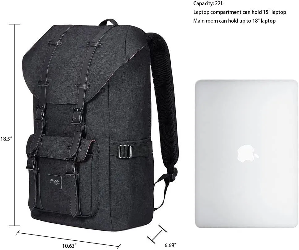 Travel Laptop Backpack, Outdoor Rucksack, School backpack Fits 15.6(Linen Black)