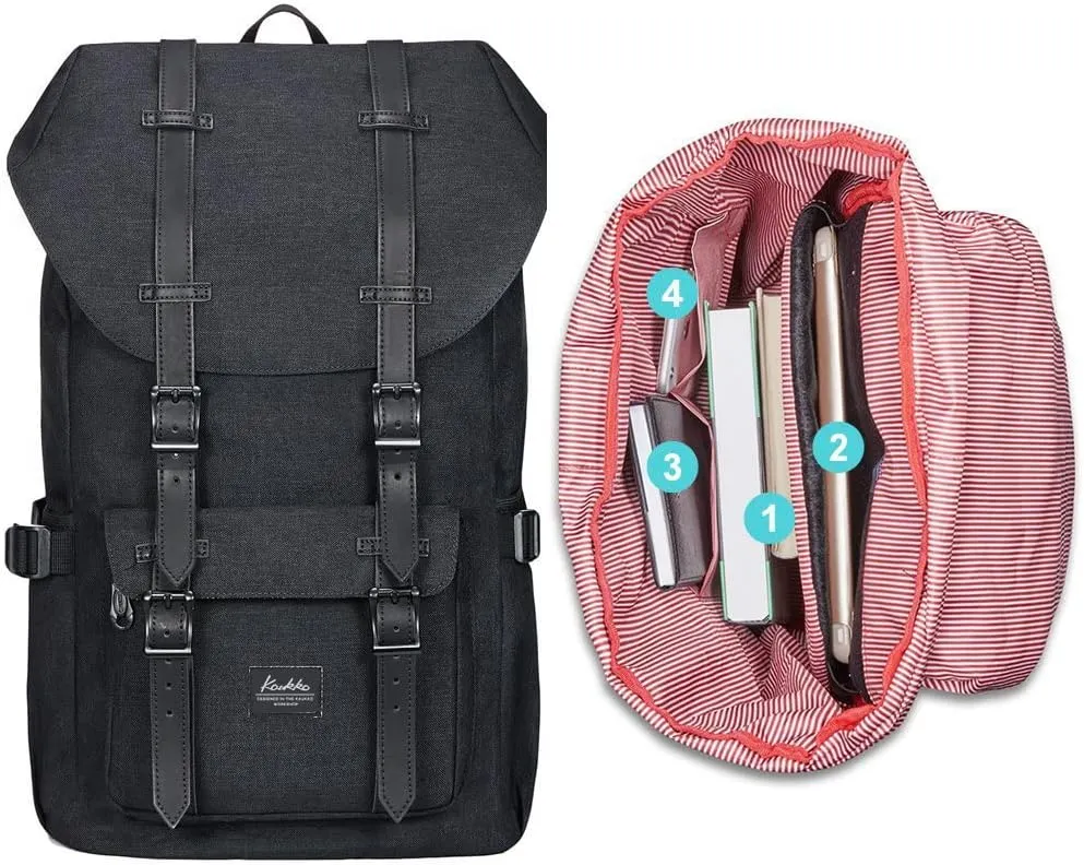 Travel Laptop Backpack, Outdoor Rucksack, School backpack Fits 15.6(Linen Black)